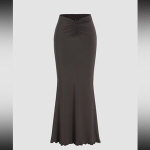 Chocolate brown V waist low rise mermaid maxi skirt